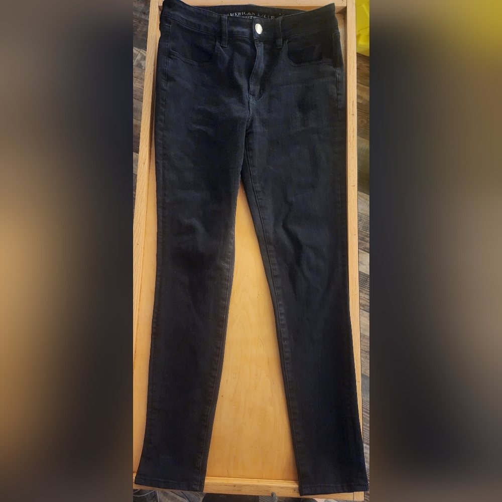 American Eagle Jegging Jeans Women Size 8 Super Super Stretch High Rise Black